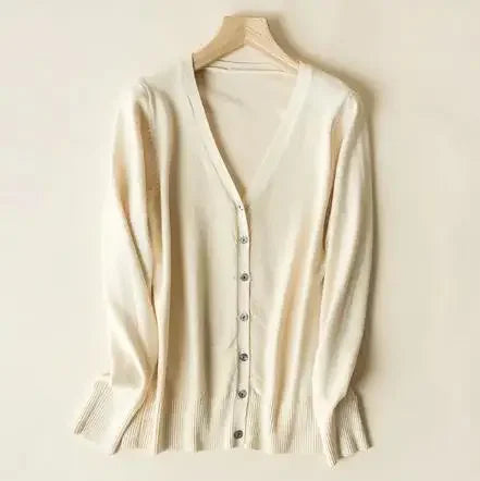 Spring Autumn Women Cardigans Single Breasted V-neck Solid Knitted Sweater Slim Female White Cardigans Casual Outerwear