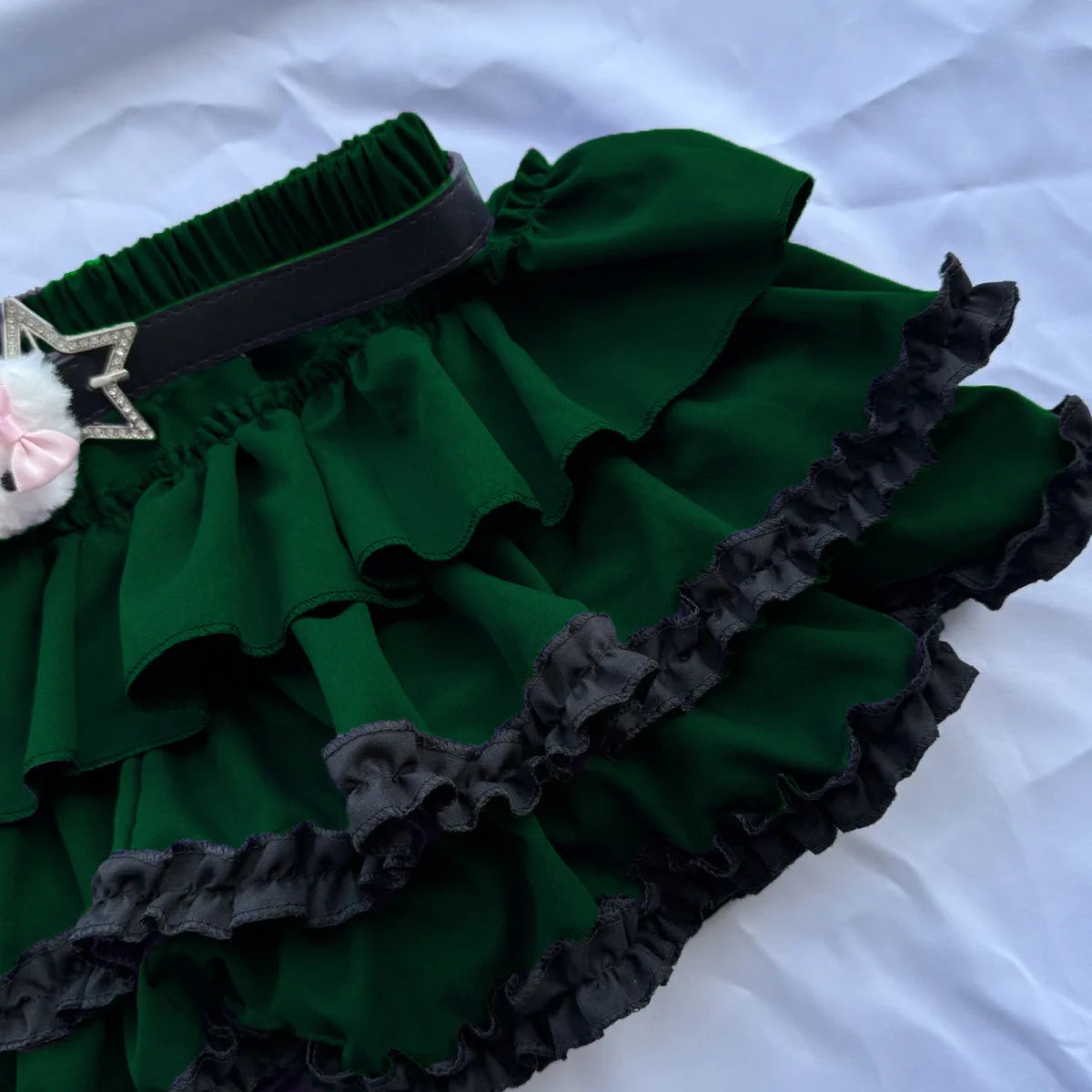 Sweet subculture punk mini skirt for women, Y2K Gothic high waisted A-line short skirt, cute girl lace skirt