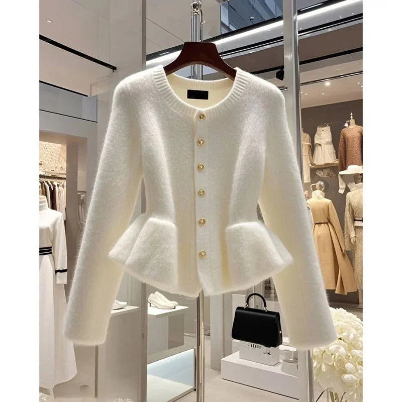 New Sweater Cardigan Women Autumn Winter Women's High Quality  Temperament Long Sleeve Waist Knitwear Jacket Female  Coat Tops