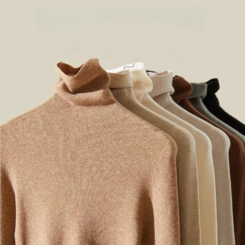 AOSSVIAO 2025  Pullovers Women's Turtleneck Sweater Autumn Winter Korean Slim Long Sleeve Solid Simple Basic Knit Thick Warm Top