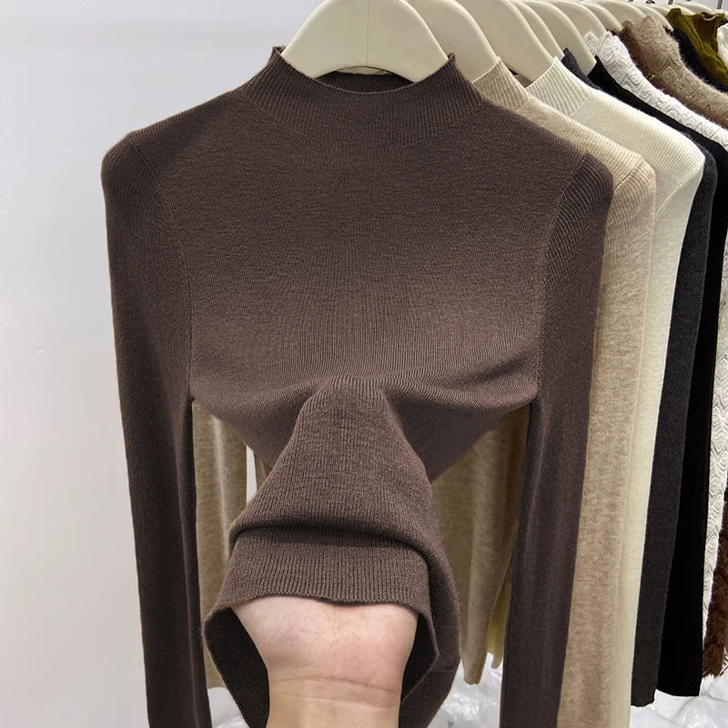 Autumn Winter Turtleneck Sweater Women 2025 Solid Slim Pullover Warm Casual Jumpers Korean Fashion Knitwear Base Layer Tops