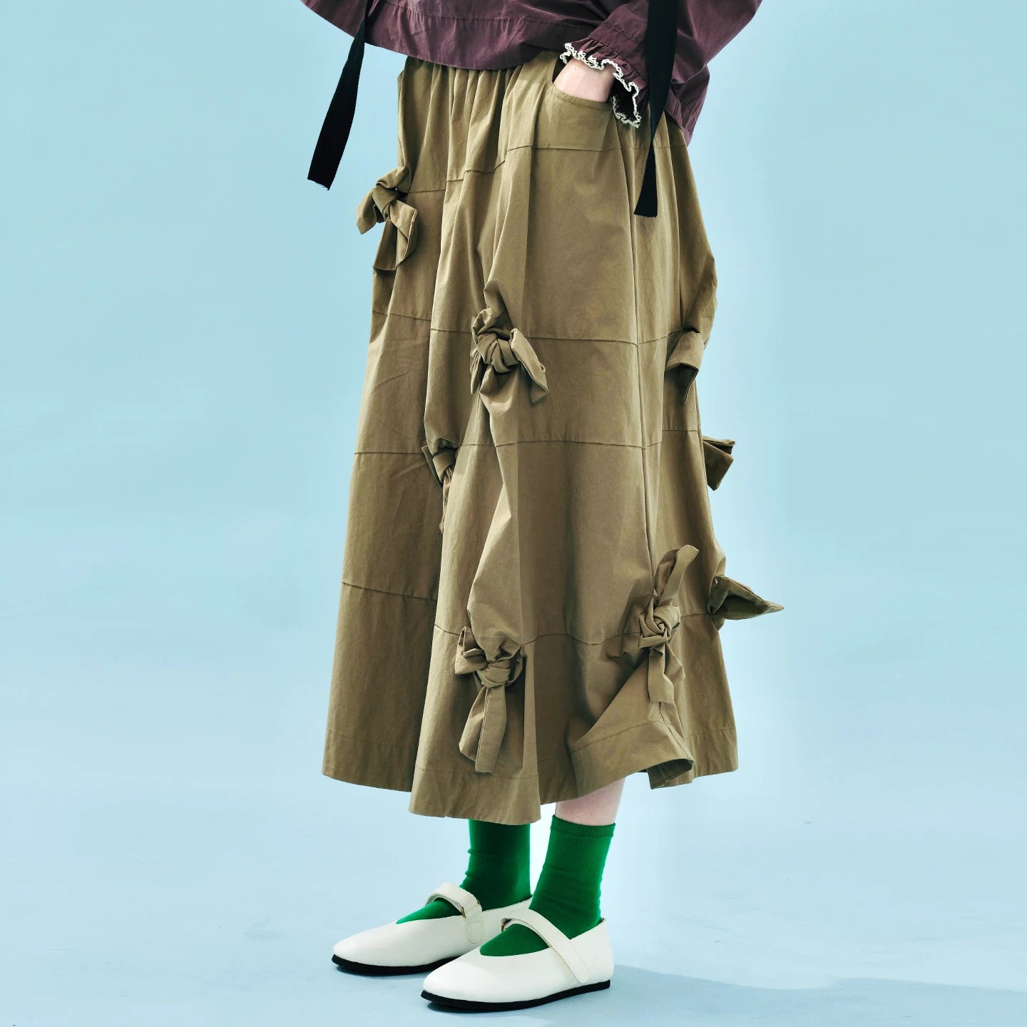 Original retro women's A-line skirt, 2025 early autumn literary water-washed strapless bow half-length dress255218
