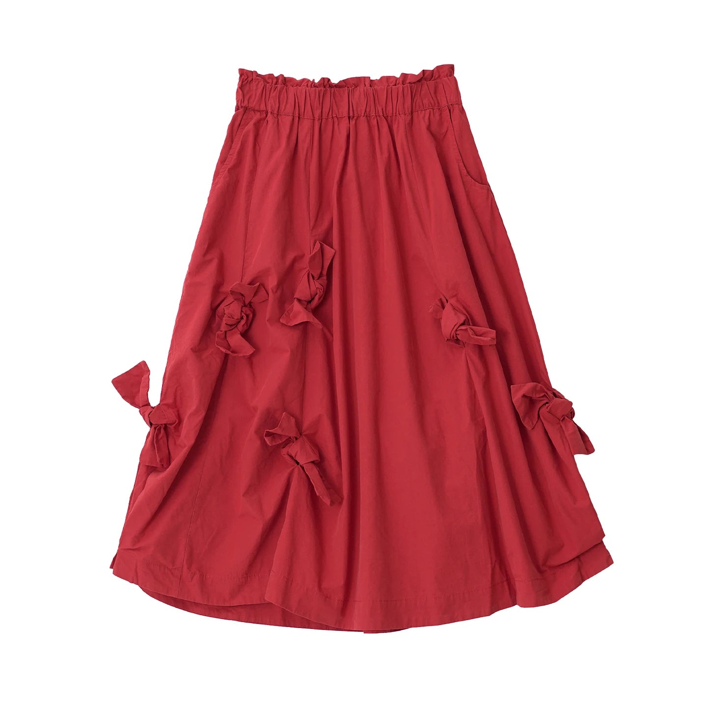 Original retro women's A-line skirt, 2025 early autumn literary water-washed strapless bow half-length dress255218