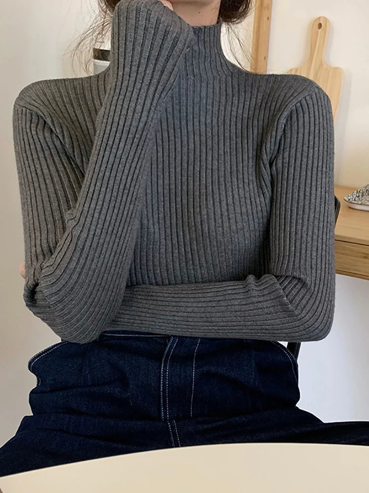 AOSSVIAO 2025 chic Autumn winter Sweater Pullovers Women Long Sleeve casual turtleneck warm basic Sweater knit Jumpers top