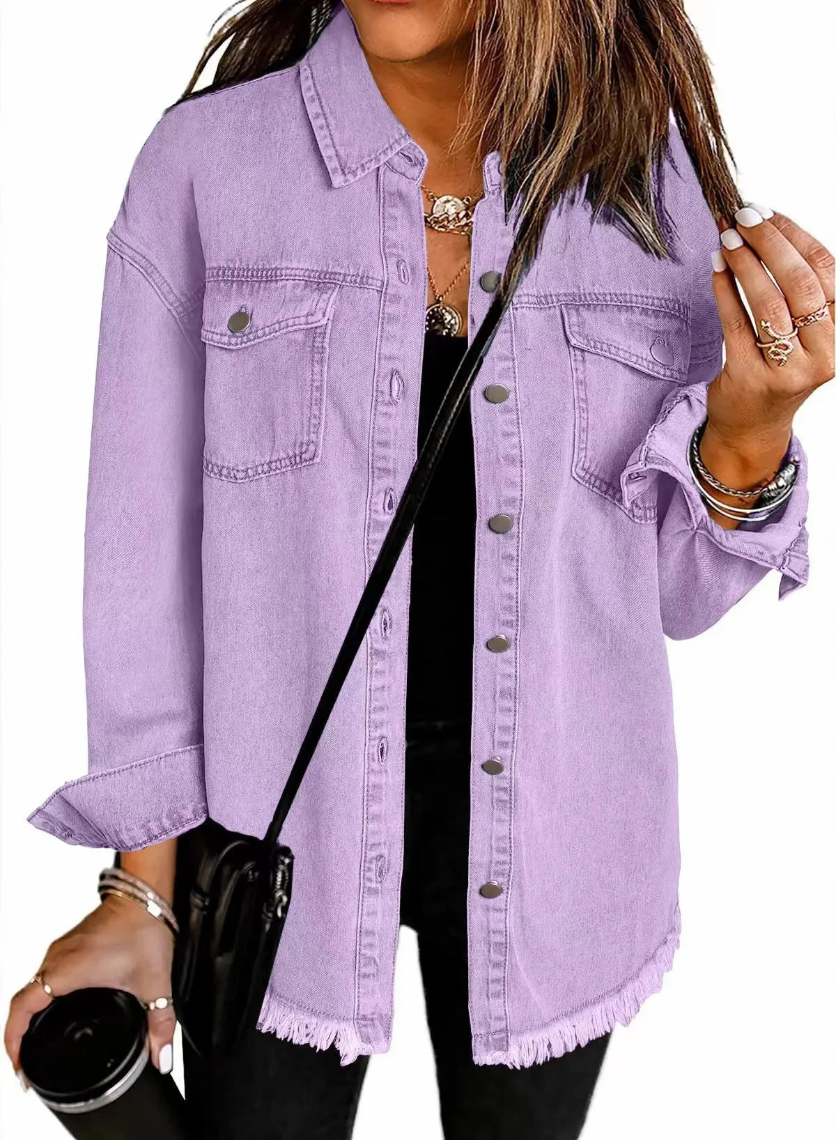 Women Fashion Denim Shirt Full Length Jacket Single Breasted Outerwear Washing High Street Cardigan Pocket Loose Coat Streetwear