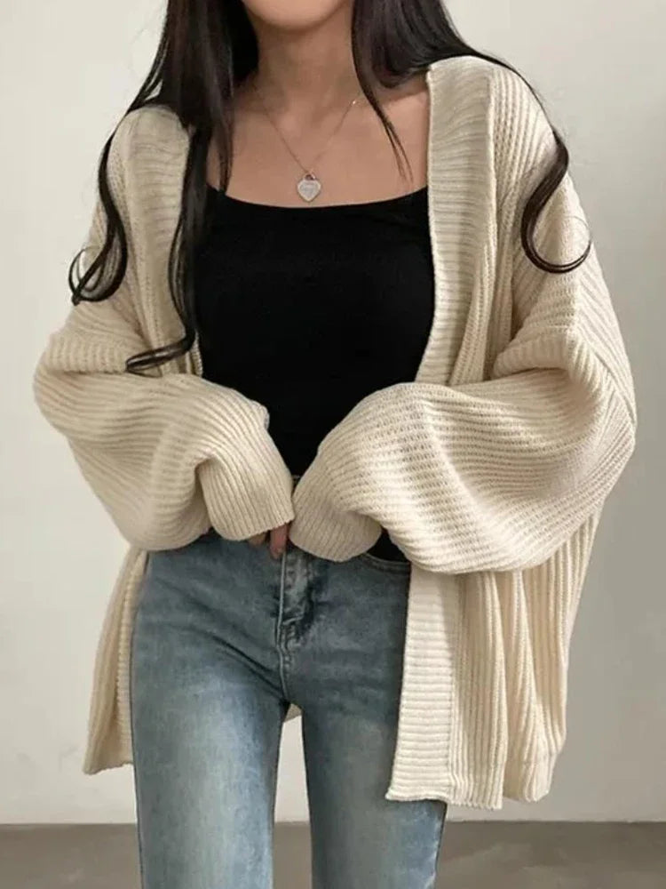 AOSSVIAO 2025 Korean Women's Sweater Loose Sweaters Warm Solid Pullover Knitwear Basic Female Tops Autumn Winter Cardigan