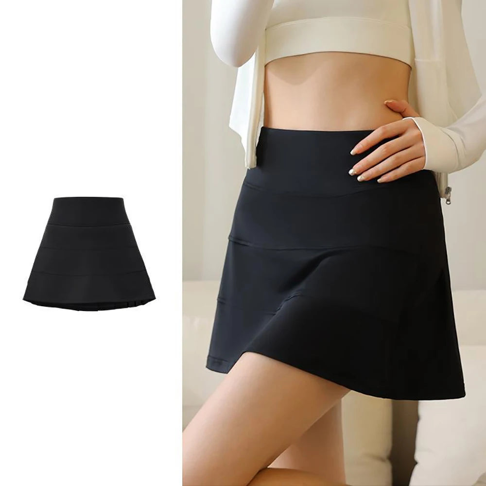 Pleated Skirt High Waisted Elastic Sports Fitness A-Line Short Skirt  Summer Fashion Casual Preppy Style Skirt Women's Clothing