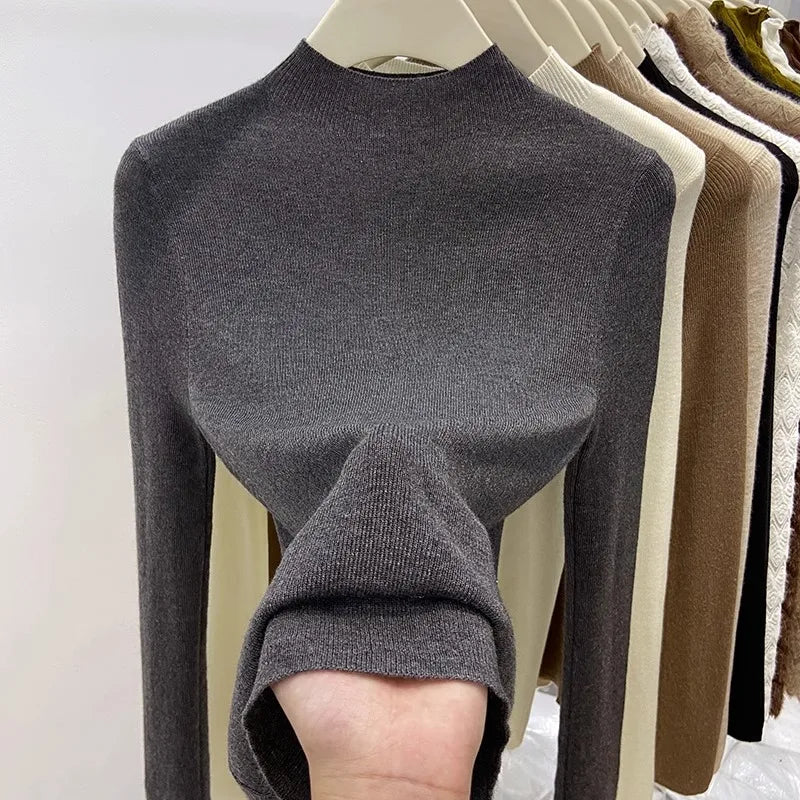 Autumn Winter Turtleneck Sweater Women 2025 Solid Slim Pullover Warm Casual Jumpers Korean Fashion Knitwear Base Layer Tops