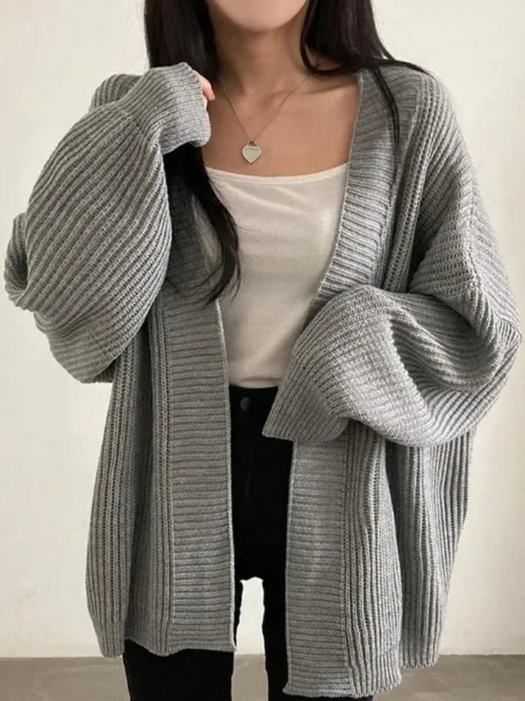 AOSSVIAO 2025 Korean Women's Sweater Loose Sweaters Warm Solid Pullover Knitwear Basic Female Tops Autumn Winter Cardigan