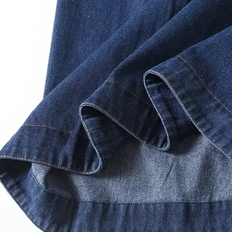 England Office lady Elegant High Street Denim Fashion  Skirt Women High Waist Asymmetric Midi Skirt Ladies